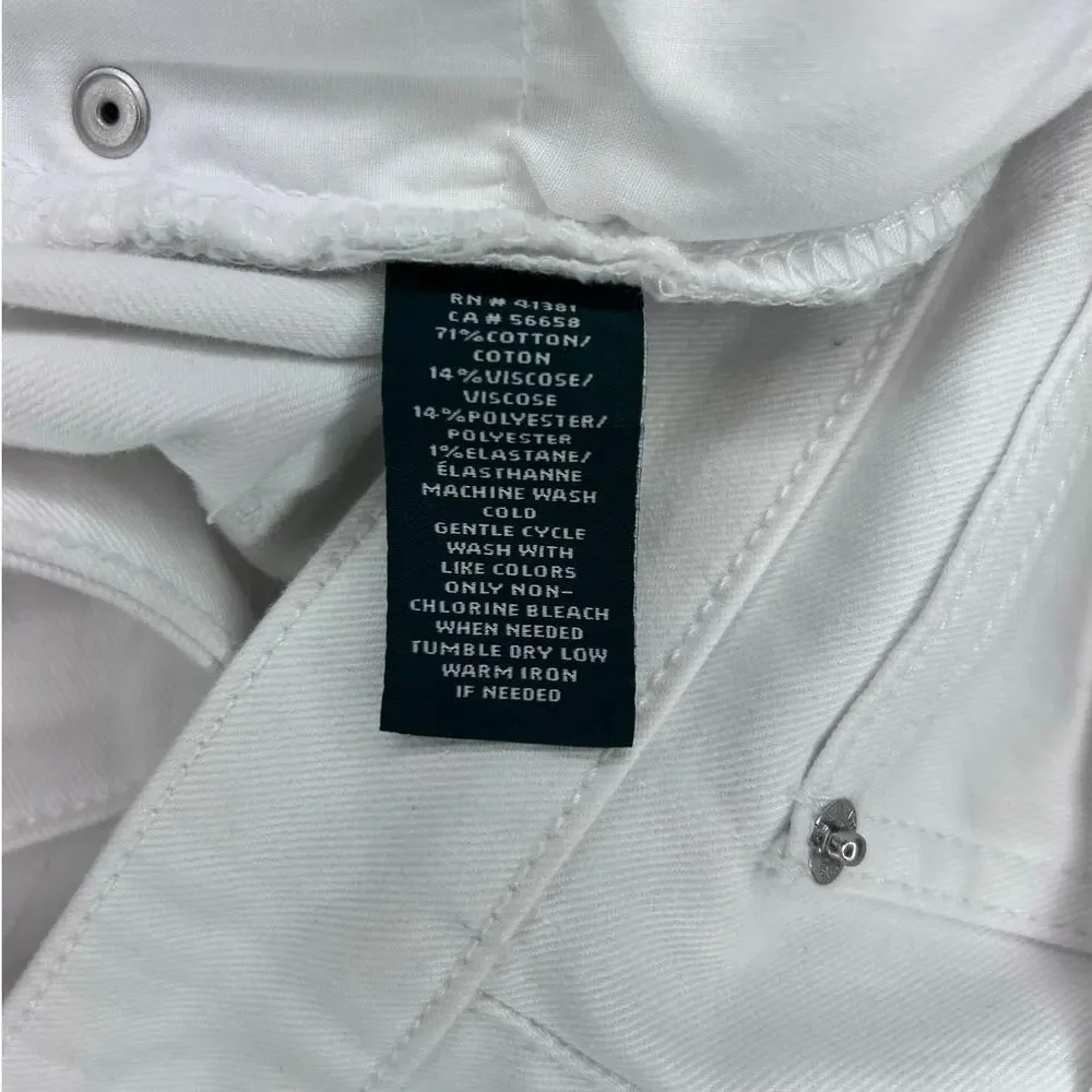Lauren Ralph Lauren Womens Plus Premiere Cropped Skinny Zipper Ankle Jeans White